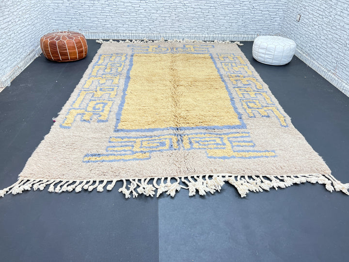 Beige & Blue Moroccan Rug – Handmade Wool Carpet