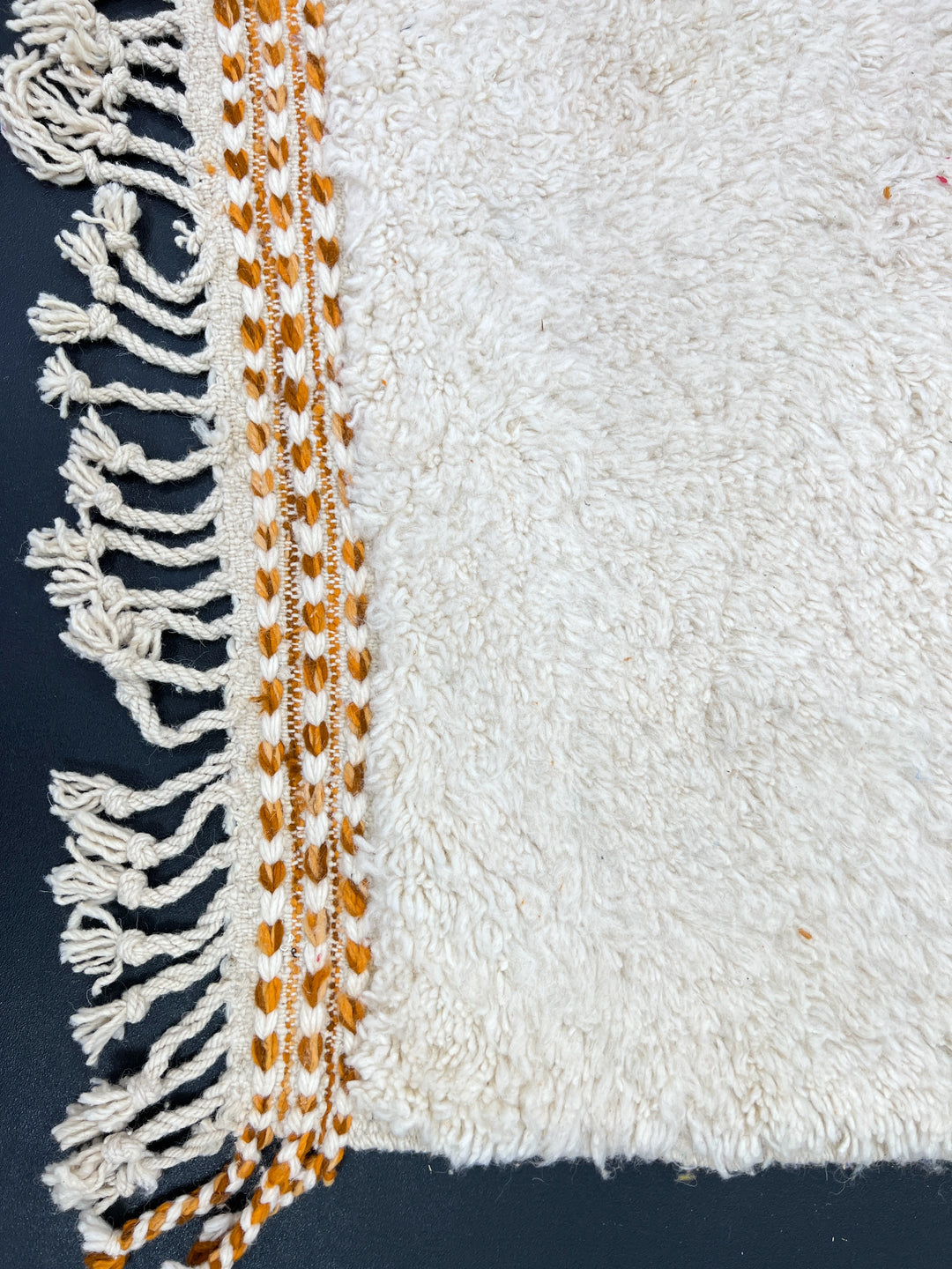 Orange & White Moroccan Rug – Handmade Wool Carpet