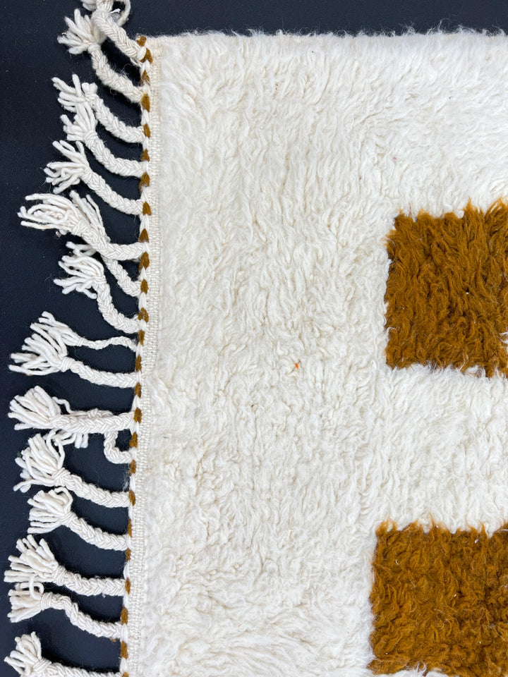 Checkered Moroccan Wool Rug – Brown Beni Ourain Rug