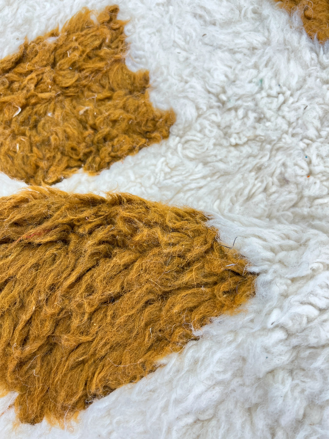 Round Mustard Checker Moroccan Wool Rug