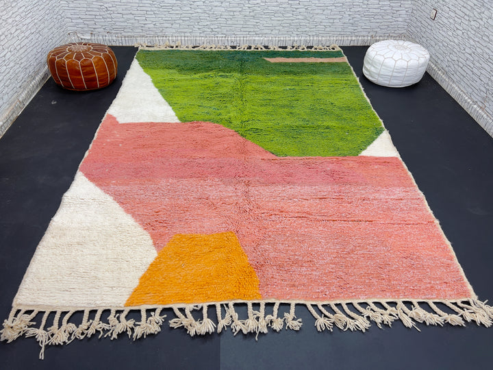 Colorful Moroccan Wool Rug – Modern Green Moroccan Rug