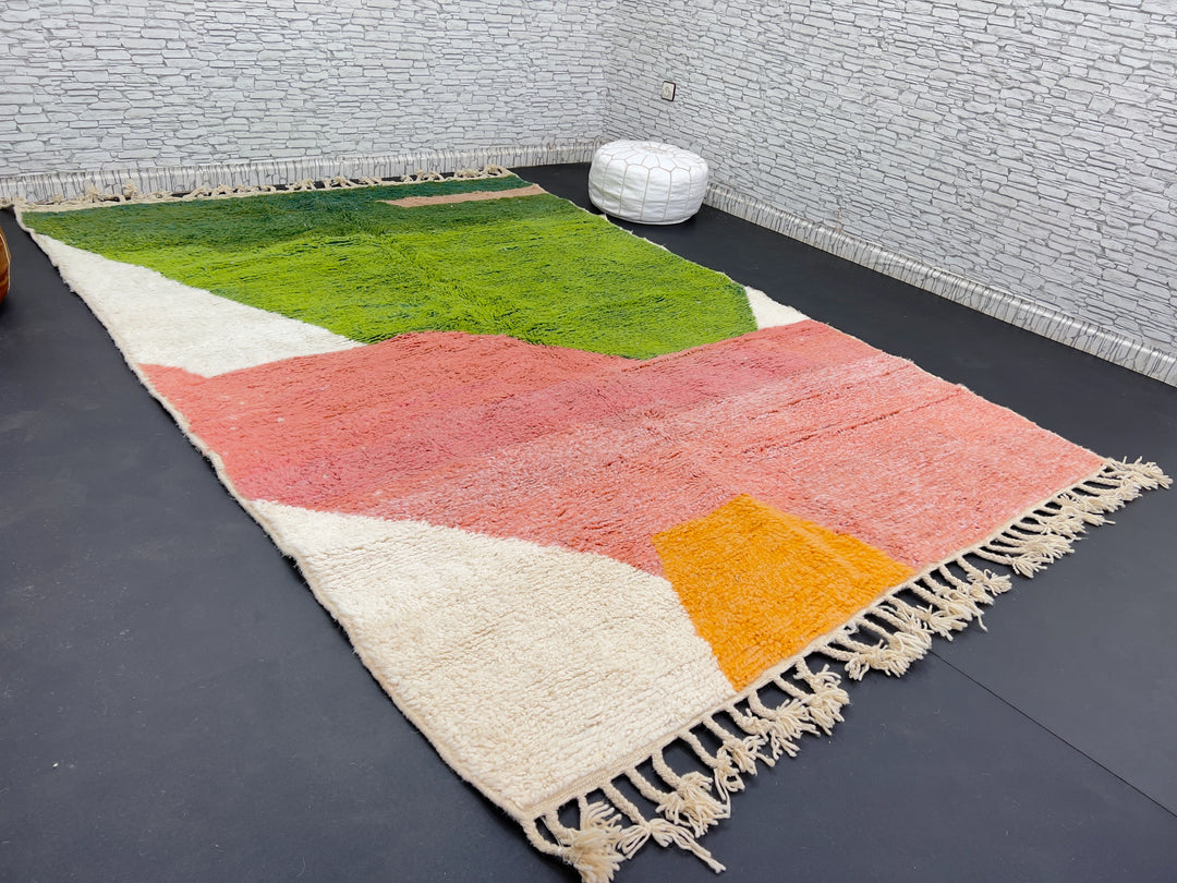 Colorful Moroccan Wool Rug – Modern Green Moroccan Rug