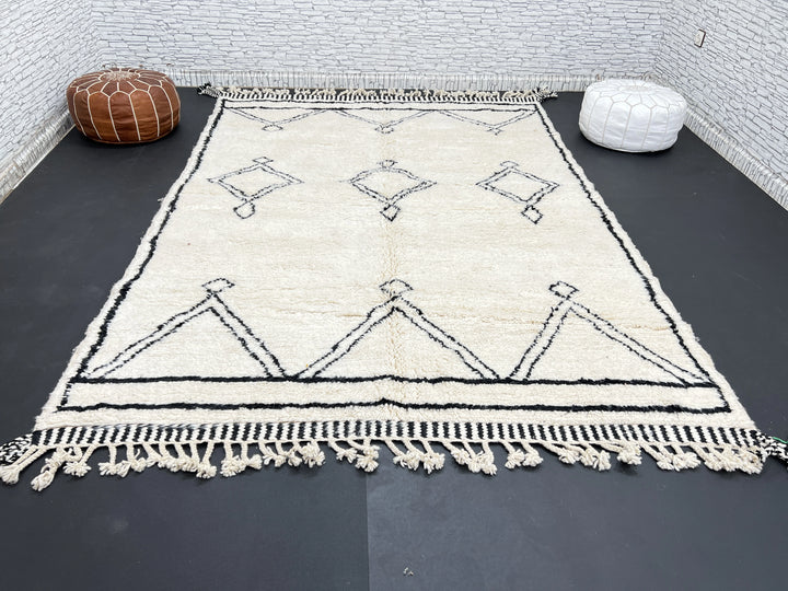 Beni Ourain Moroccan Wool Rug – Black & White