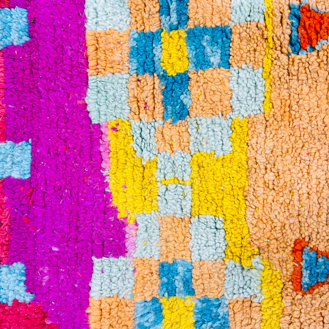 Colorful vintage Moroccan rug with diamond and cross motifs – Rug 640 (237x158 cm)

