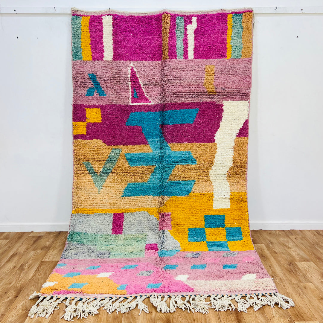 Colorful vintage Moroccan wool rug with abstract patterns – Rug 634 (272x158 cm)

