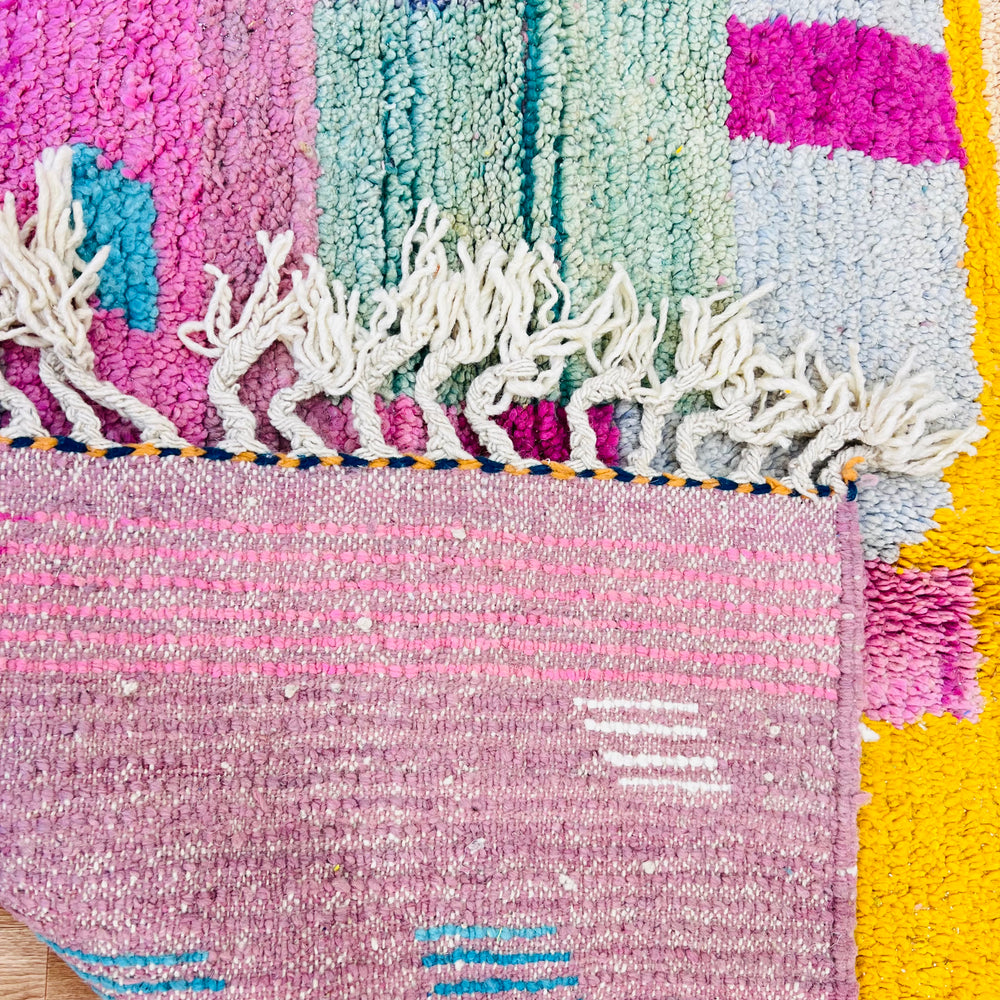 Colorful vintage Moroccan wool rug with abstract patterns – Rug 634 (272x158 cm)

