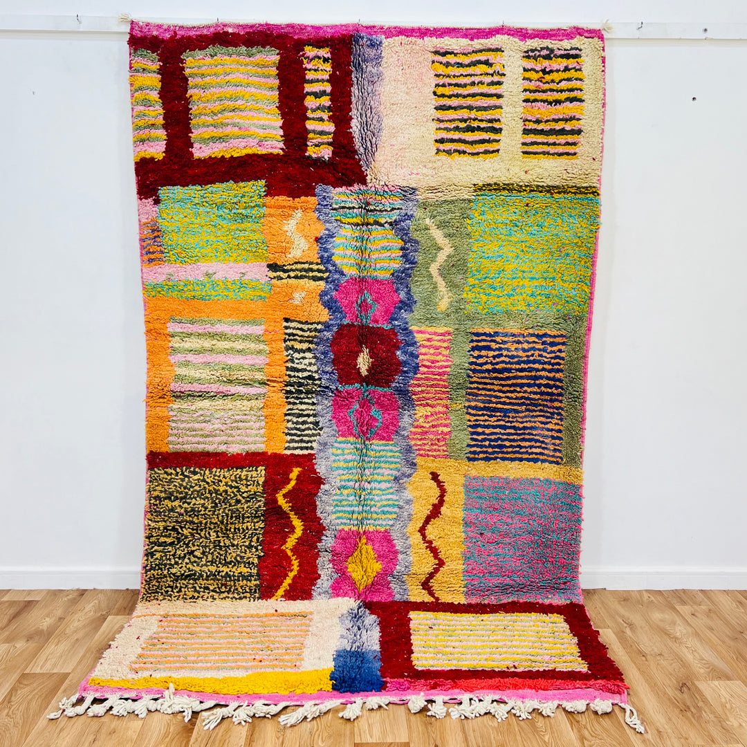 Vintage Moroccan Rug 637 – Colorful Handmade Wool Patchwork Rug

