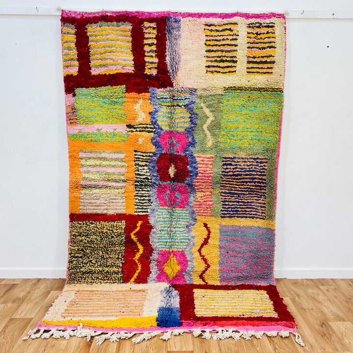 Vintage Moroccan Rug 637 – Colorful Handmade Wool Patchwork Rug


