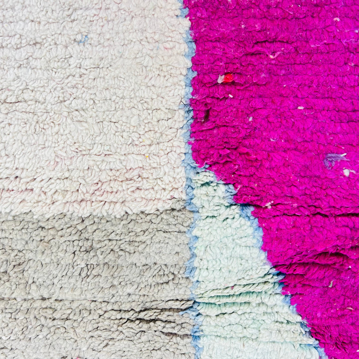 Abstract colorful Moroccan wool rug in pink, orange, and green – Rug 616

