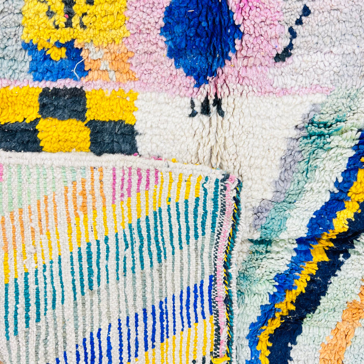 Colorful vintage Moroccan rug 255x150 cm handmade with geometric patterns – Rug 618

