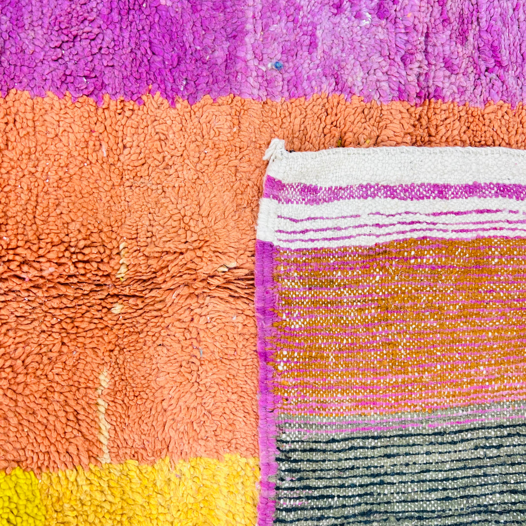 Vintage Moroccan Rug 611 – pink, orange, and yellow wool handmade rug

