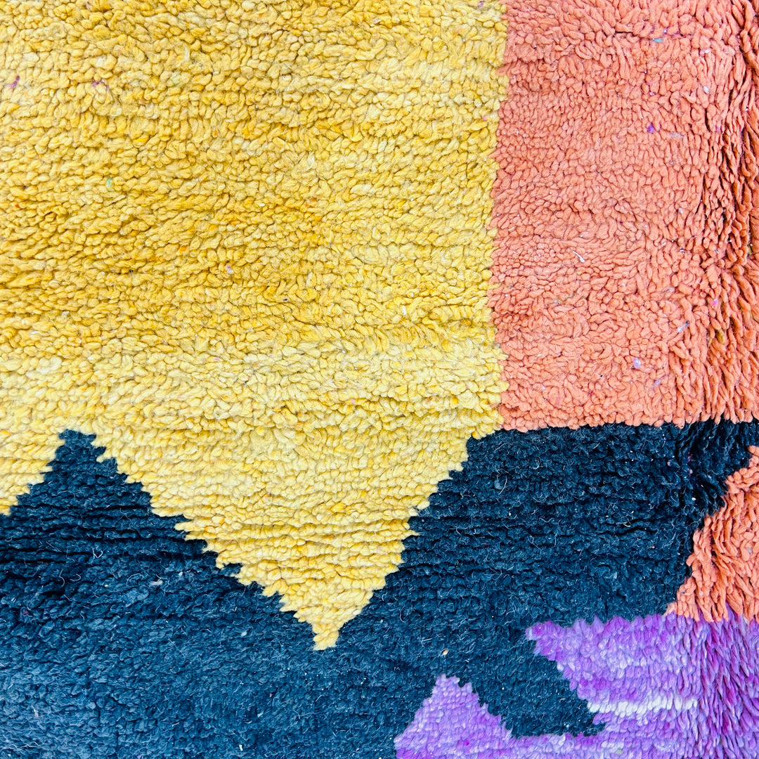 Vintage Moroccan Rug 611 – pink, orange, and yellow wool handmade rug

