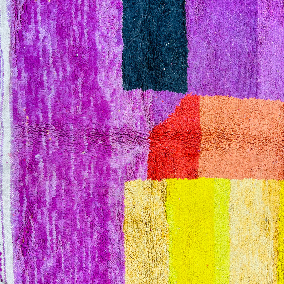 Vintage Moroccan Rug 611 – pink, orange, and yellow wool handmade rug

