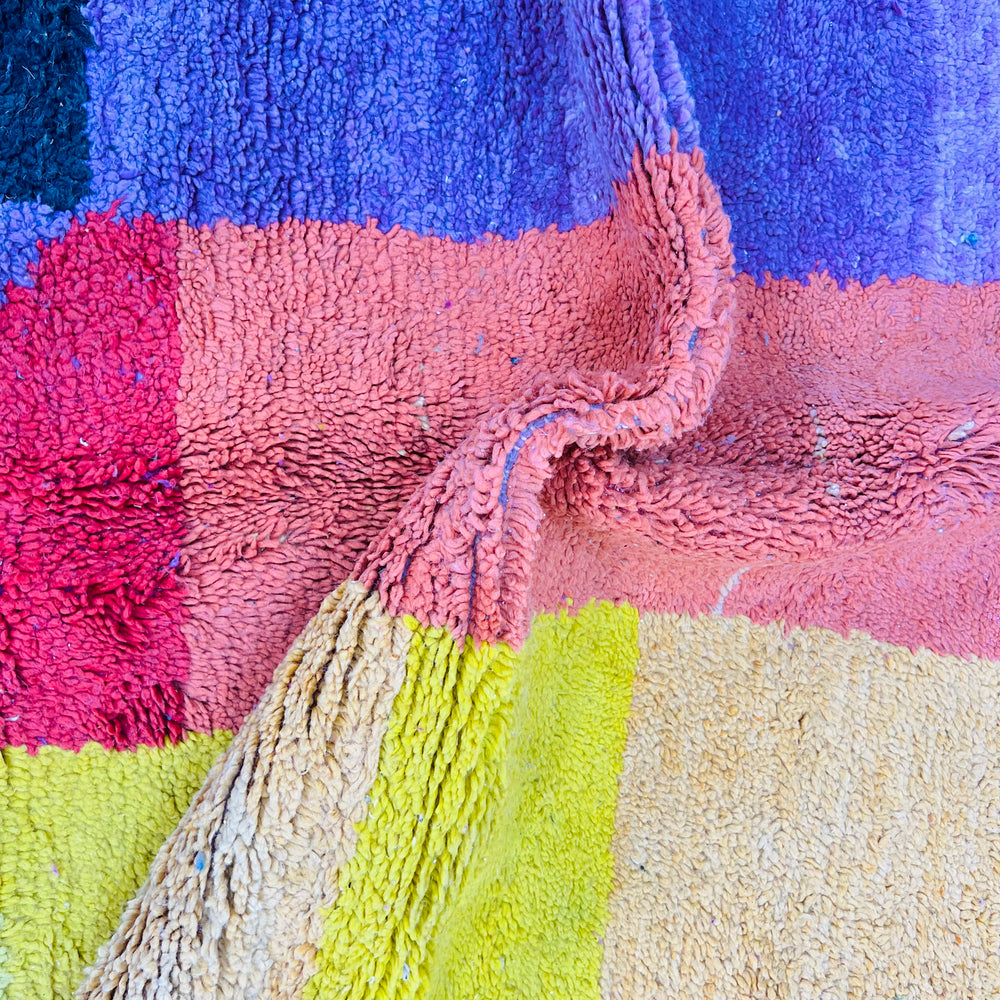 Vintage Moroccan Rug 611 – pink, orange, and yellow wool handmade rug

