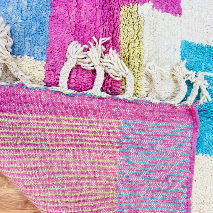 Vintage Moroccan Rug 624 – Colorful block pattern in wool – 250x158 cm

