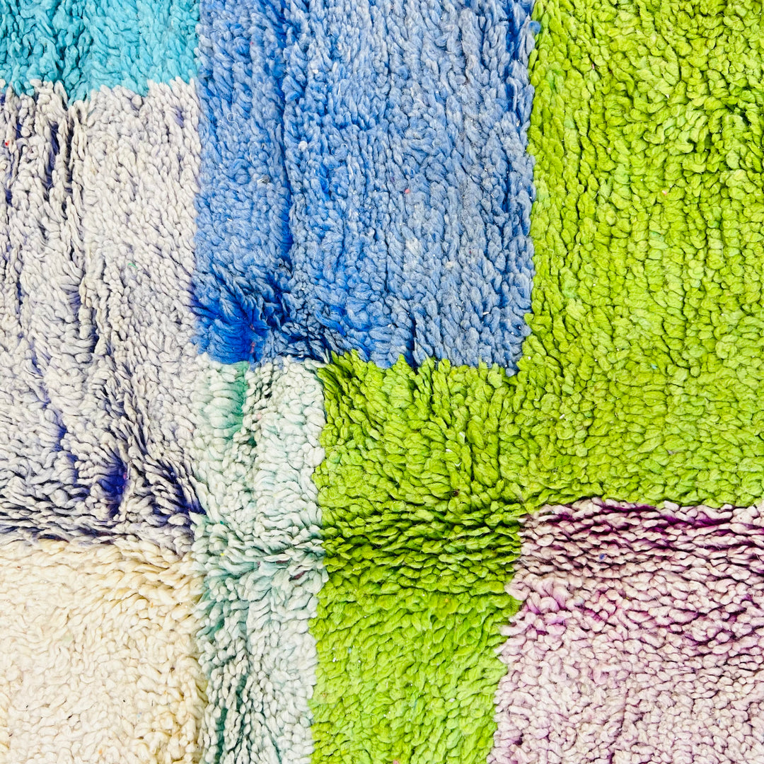 Vintage Moroccan Rug 624 – Colorful block pattern in wool – 250x158 cm

