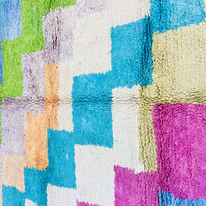 Vintage Moroccan Rug 624 – Colorful block pattern in wool – 250x158 cm

