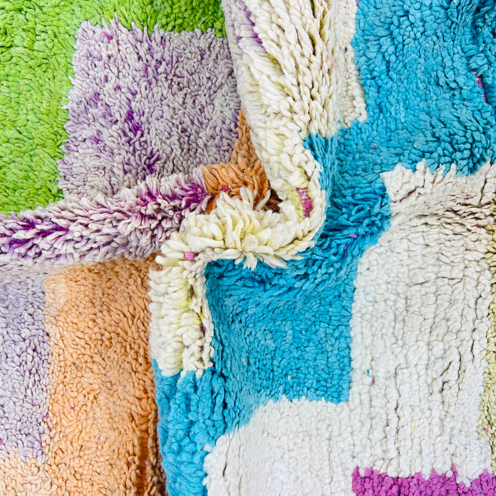 Vintage Moroccan Rug 624 – Colorful block pattern in wool – 250x158 cm


