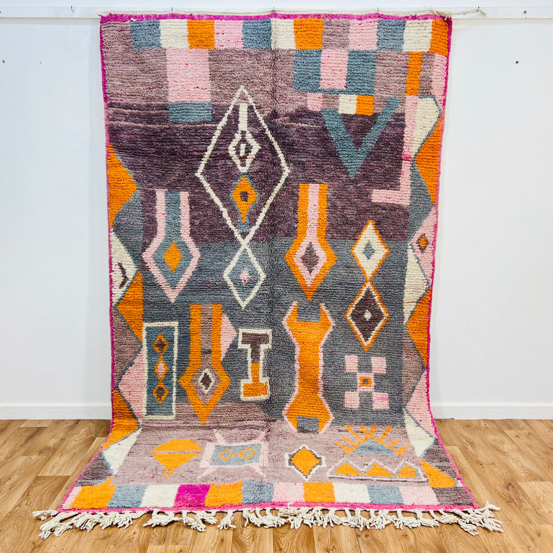 Colorful vintage Moroccan wool rug with geometric Berber motifs – Rug 661 – 263x160 cm

