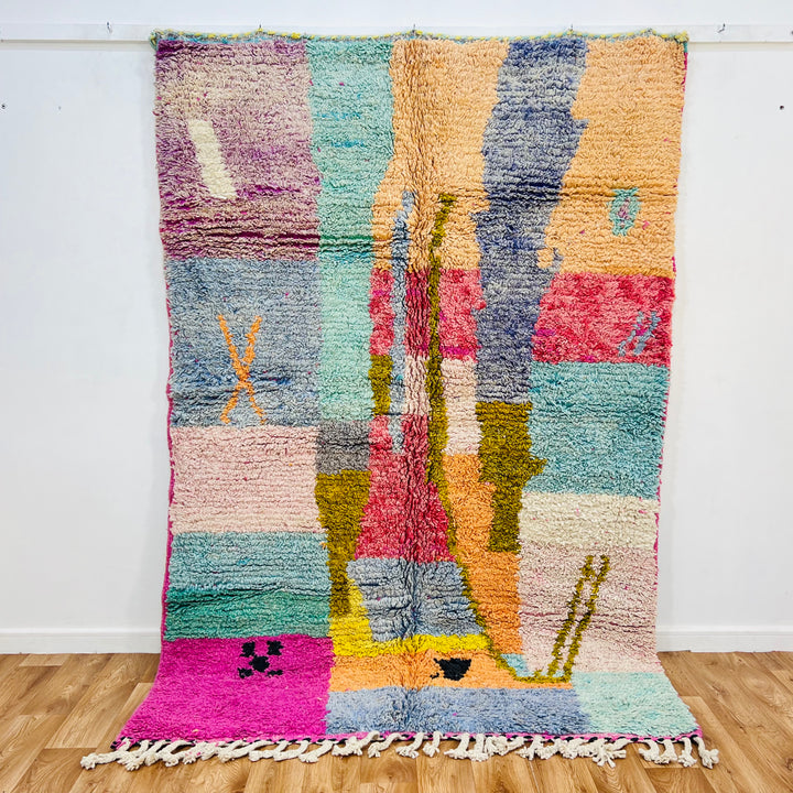 Colorful Moroccan wool rug with abstract block pattern – Rug 713, size 200x160 cm

