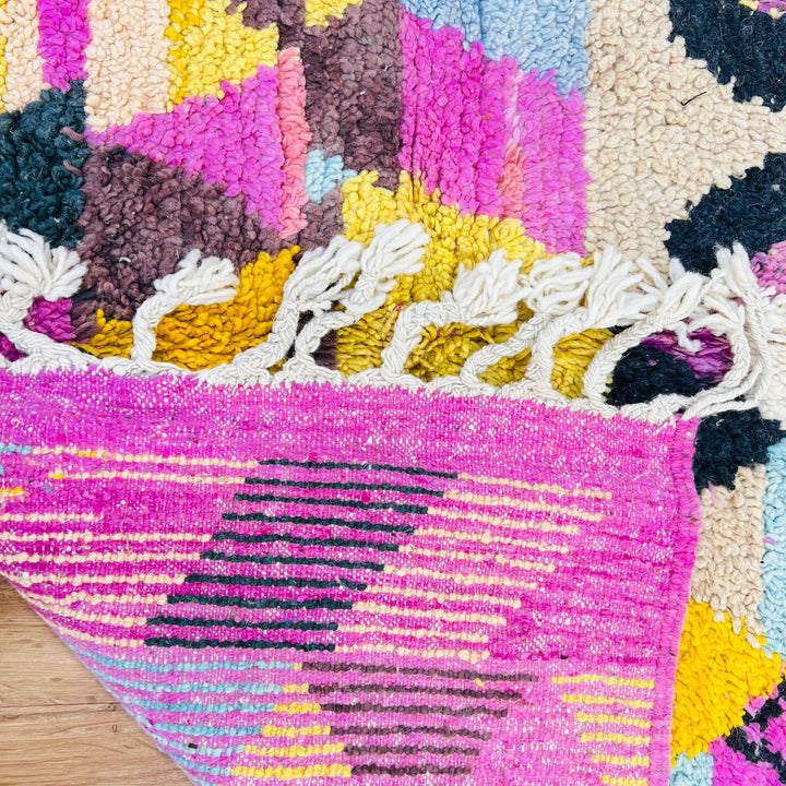 Colorful abstract Moroccan wool rug with geometric patterns – Rug 707, size 265x156 cm

