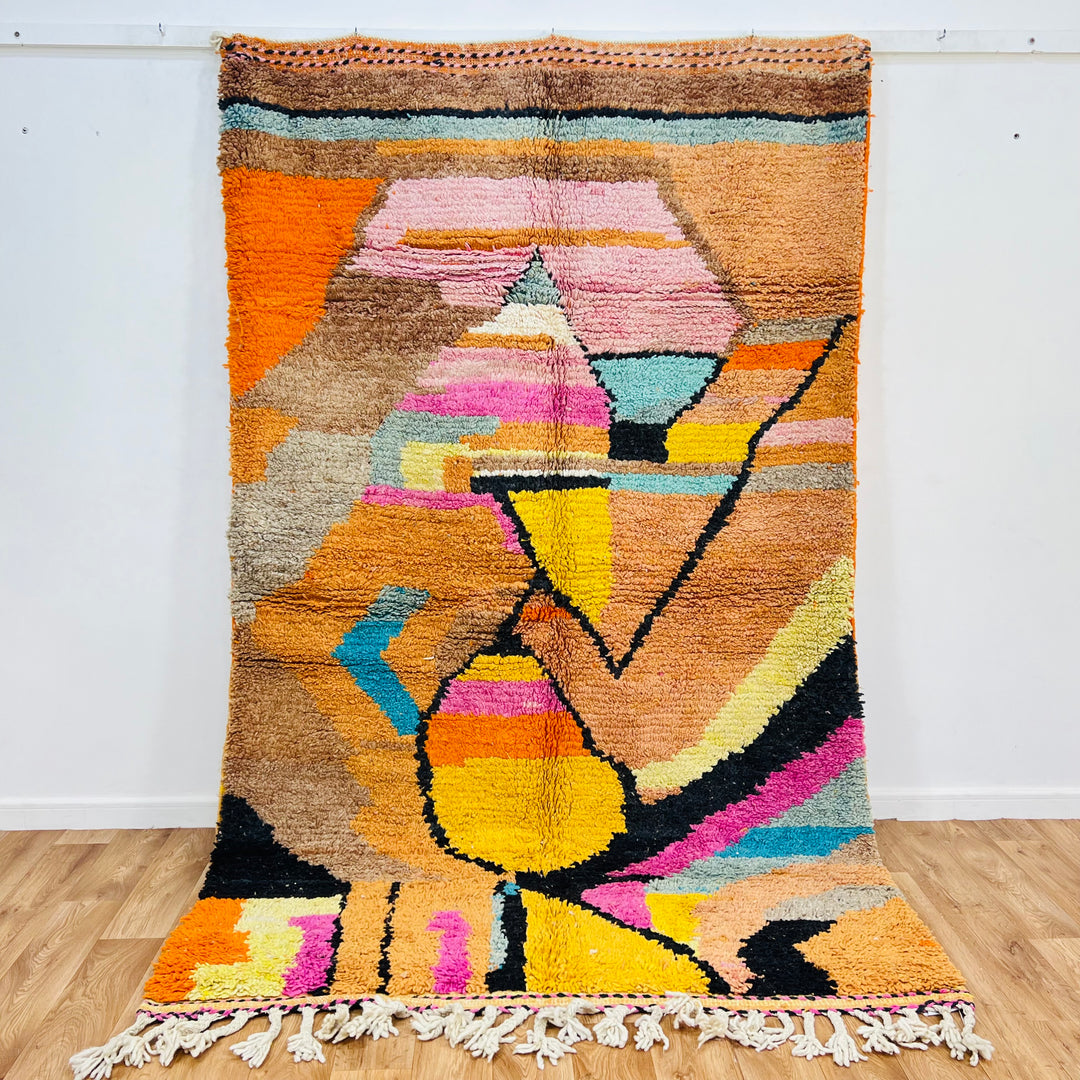 Colorful vintage Moroccan rug with geometric tribal patterns – Rug 608

