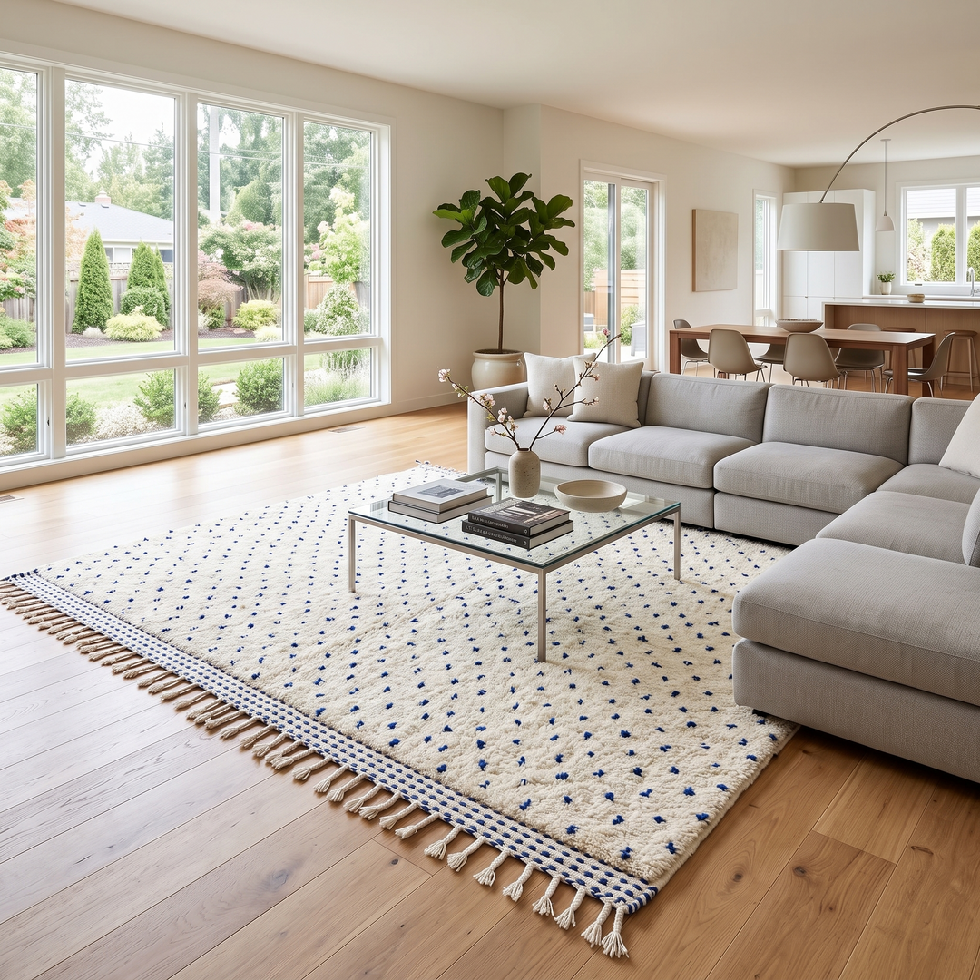 Handmade colorful Moroccan wool rug with tribal geometric diamond motifs – Berber carpet
