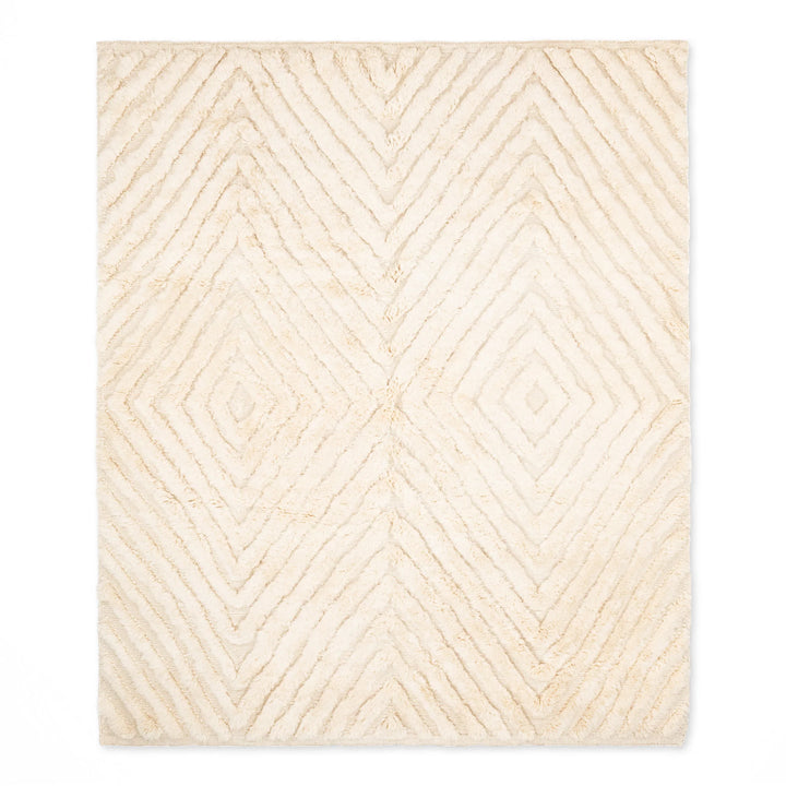 Ivory Diamond Moroccan Wool Rug – Luxe Minimalist Style