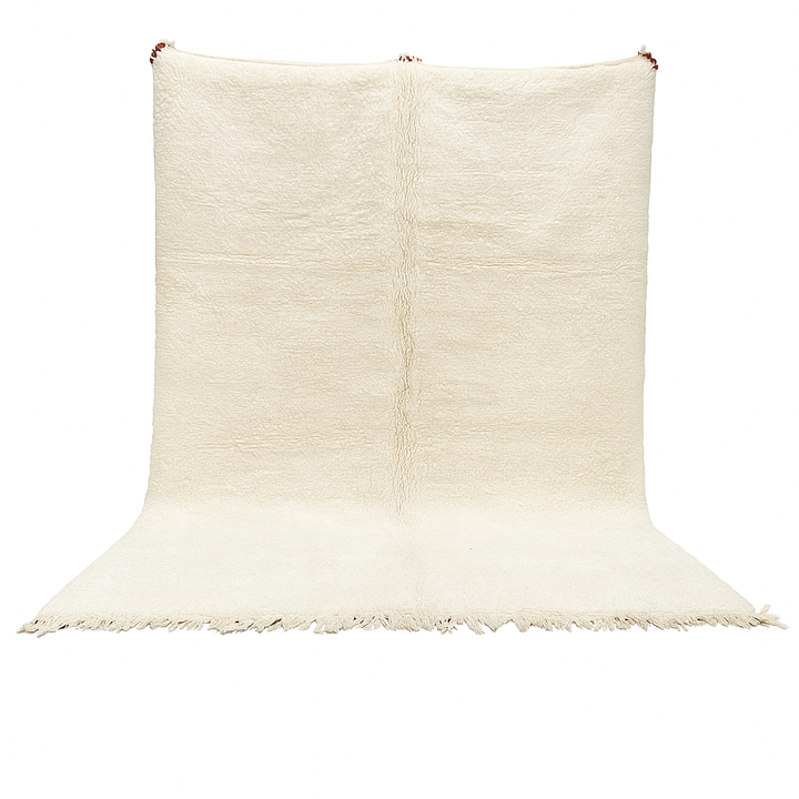 Ivory handmade Moroccan wool rug with plush soft texture and minimalist design