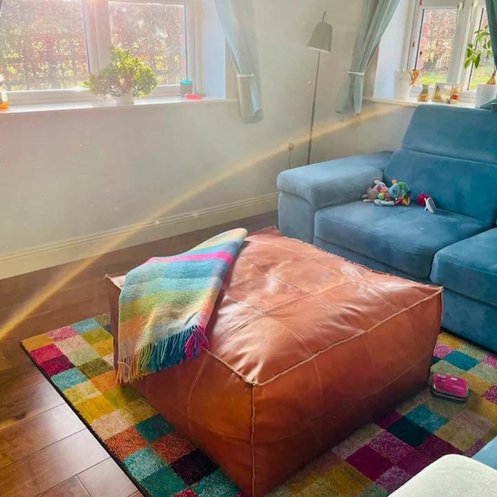 Large Handmade Moroccan Leather Pouf – Footstool, Poufs leather