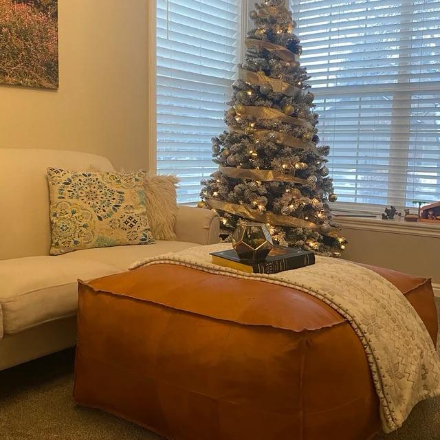 Large Handmade Moroccan Leather Pouf – Footstool, Poufs leather