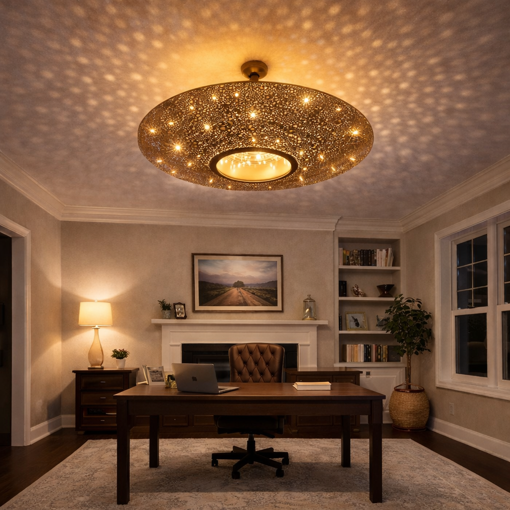 Large Moroccan Brass Pendant Light – Handmade Pierced Ceiling Lamp from Morocco