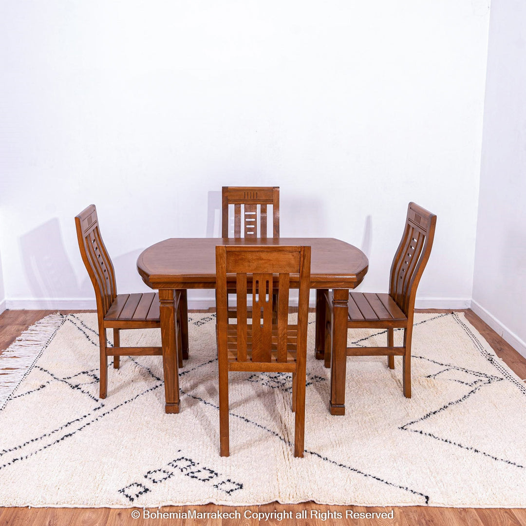 Minimalist Moroccan Beni Ourain rug in black and white wool with hand-knotted tribal motifs
