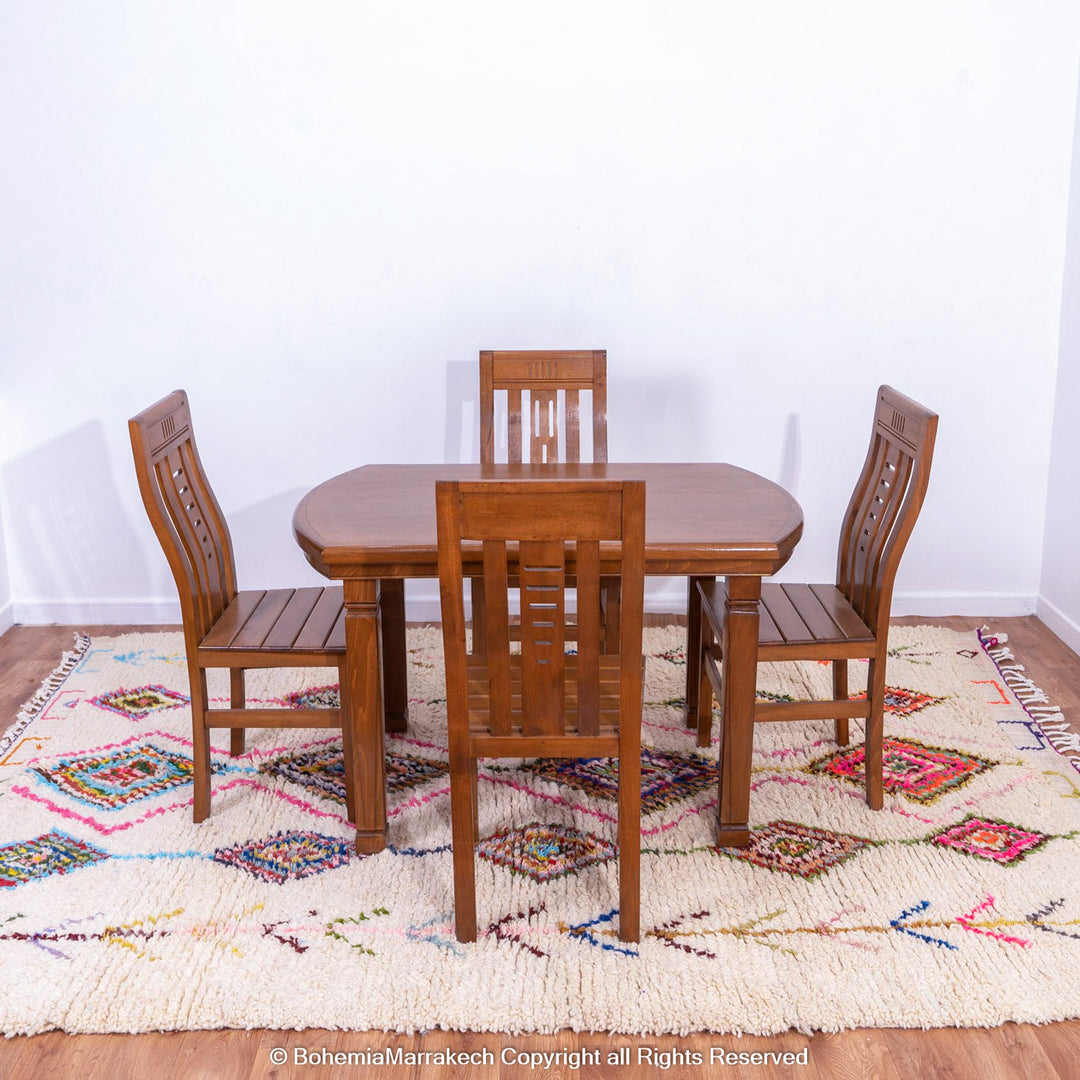 Colorful handmade Moroccan rug with Beni Ourain checkered diamond pattern