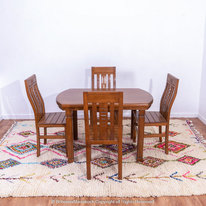 Colorful handmade Moroccan rug with Beni Ourain checkered diamond pattern
