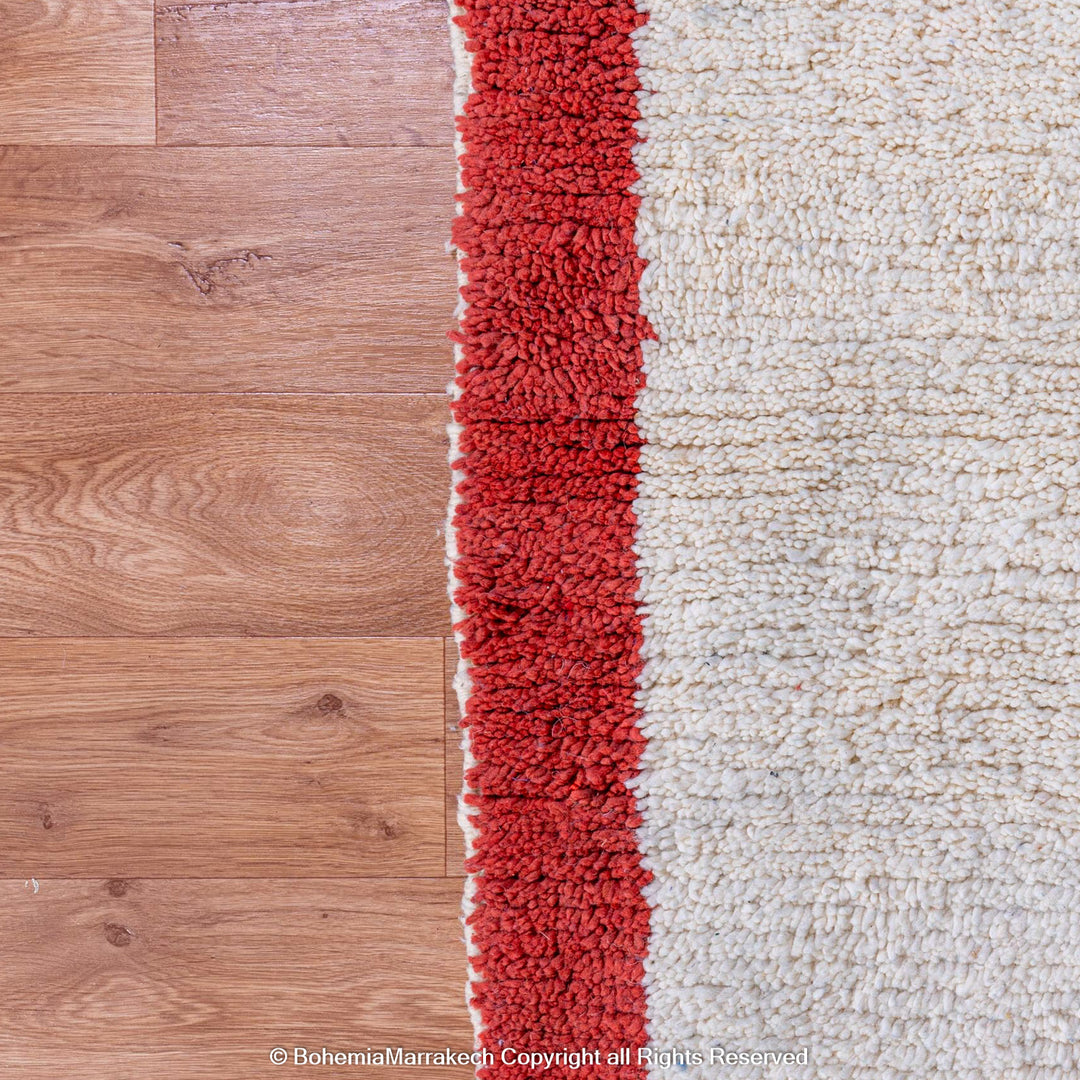 Handmade colorful Beni Ourain Moroccan wool rug with checkered and abstract patterns