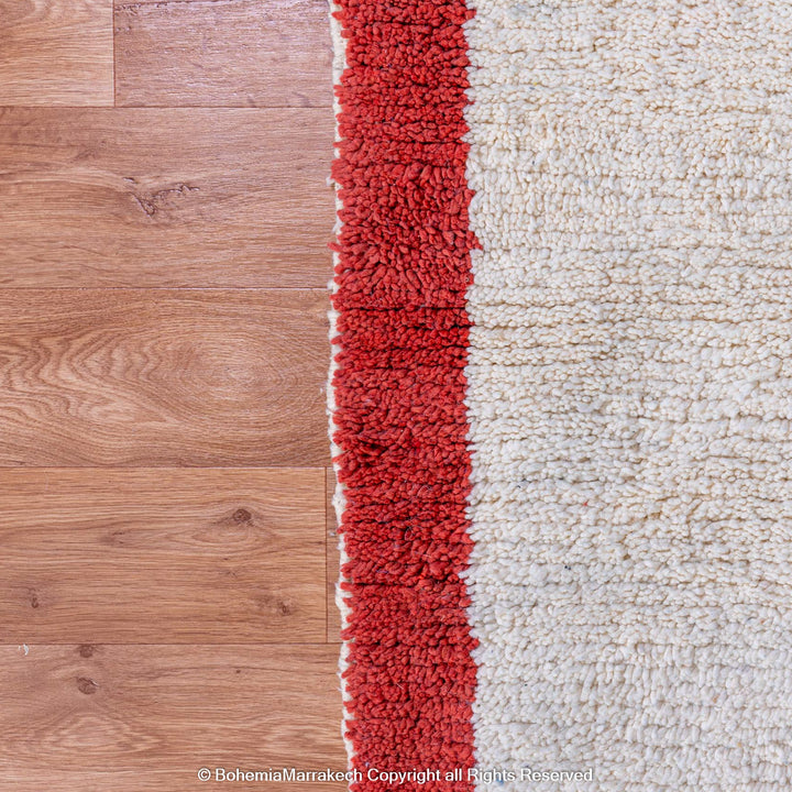 Handmade colorful Beni Ourain Moroccan wool rug with checkered and abstract patterns