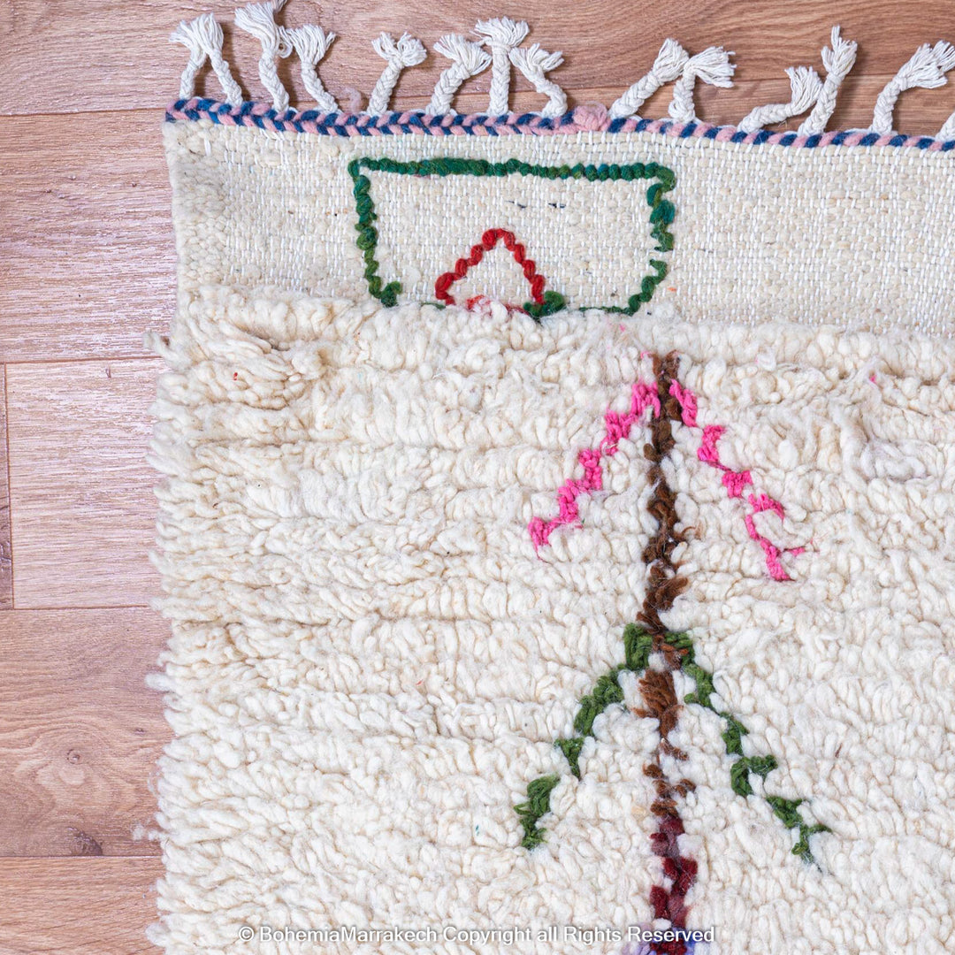 Colorful handmade Moroccan rug with Beni Ourain checkered diamond pattern