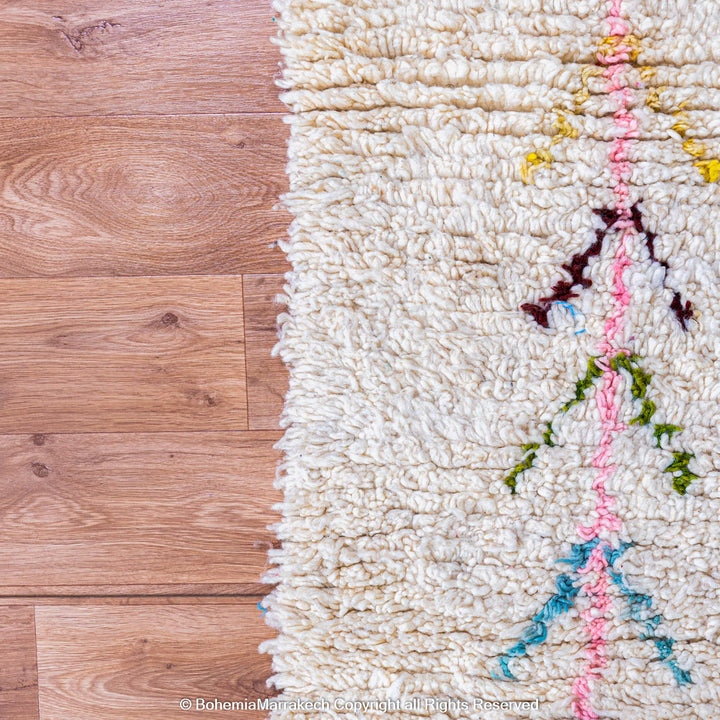 Colorful handmade Moroccan rug with Beni Ourain checkered diamond pattern