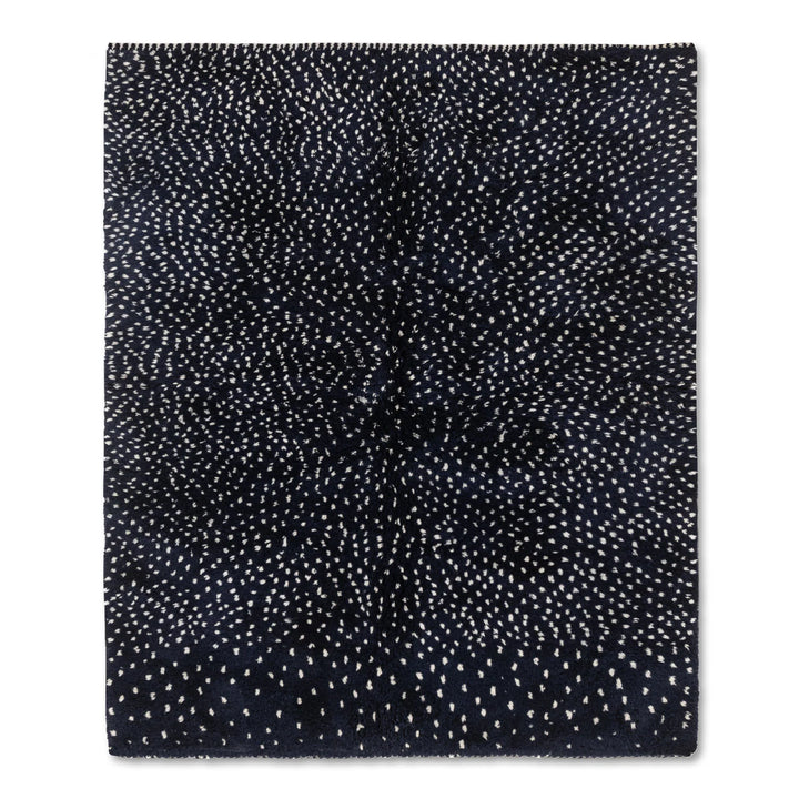 Midnight Blue Moroccan Wool Rug with White Dot Pattern