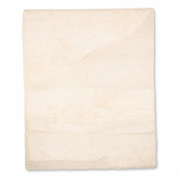 Minimalist Ivory Moroccan Rug in Subtle Tone-on-Tone Design
