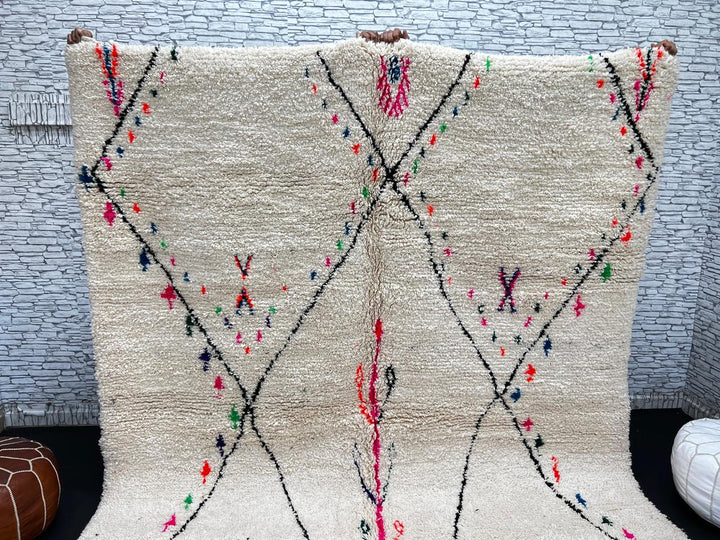 Minimalist Moroccan Wool Rug – Handmade Berber Diamond Carpet