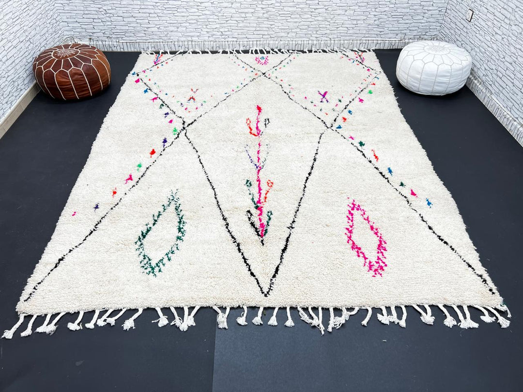 Minimalist Moroccan Wool Rug – Handmade Berber Diamond Carpet