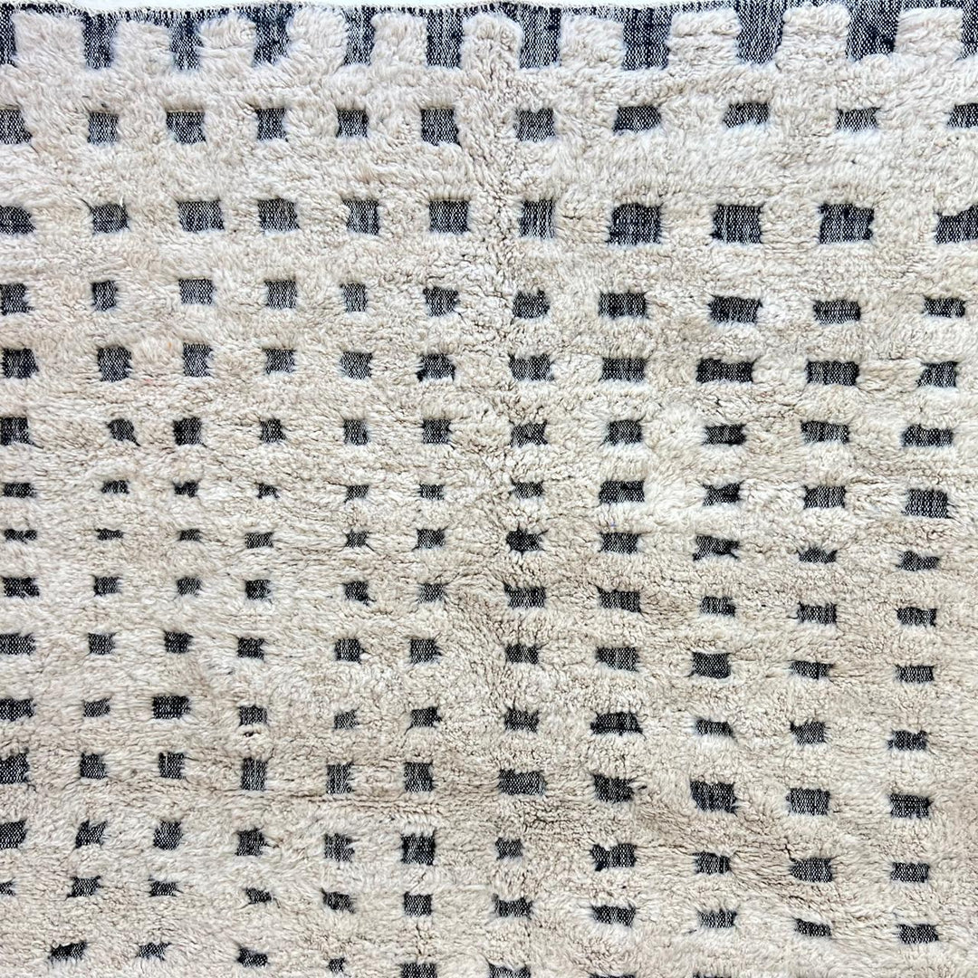 Minimalist Moroccan wool runner rug handmade from natural wool
