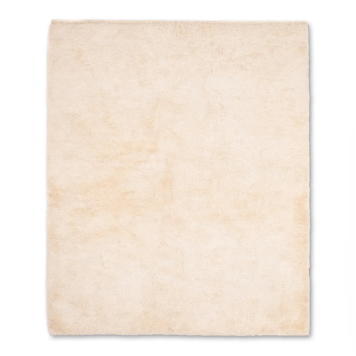 Minimalist Natural Wool Moroccan Rug – Soft Cream Shag Finish
