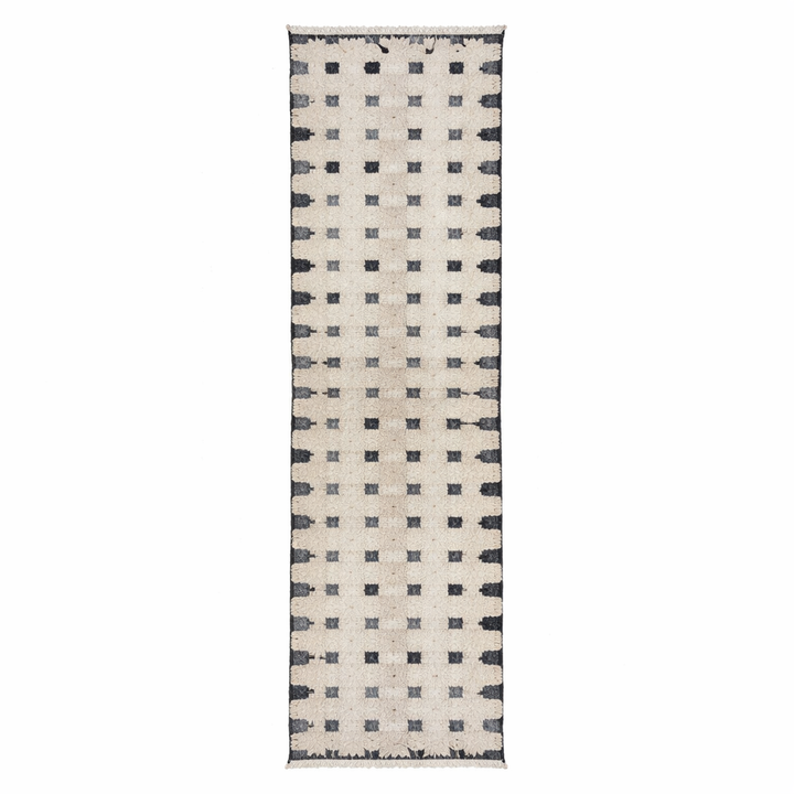 Minimalist Moroccan wool runner rug handmade from natural wool