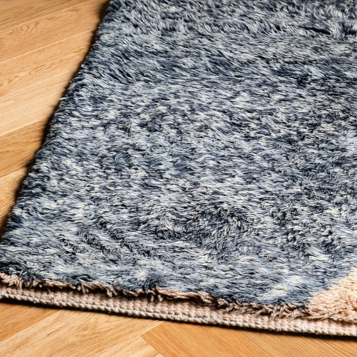 Modern Abstract Moroccan Rug – Natural Wool, Geometric Design