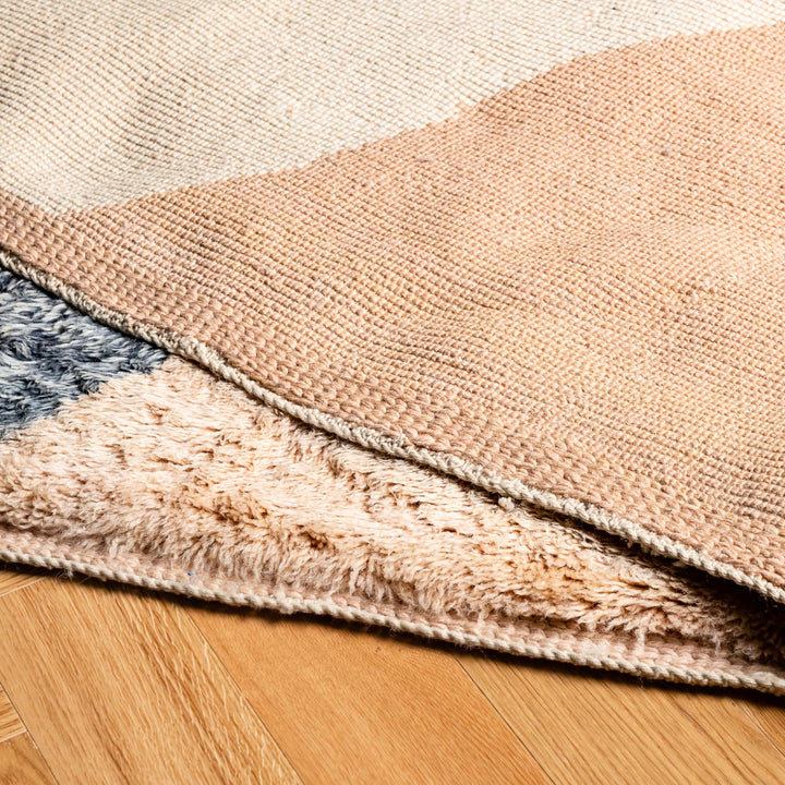 Modern Abstract Moroccan Rug – Natural Wool, Geometric Design