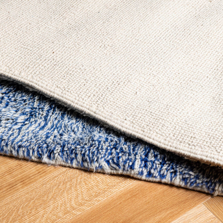 Modern Abstract Moroccan Rug – Yellow, Blue & Cream Wool