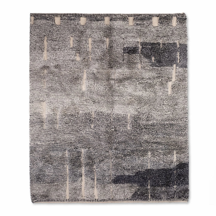 Modern Beni Mrirt Wool Rug in Charcoal Abstract Design